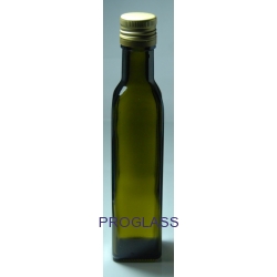Butelka Marasca zielona   0,25 L komplet z czarną  zakrętką